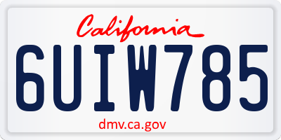 CA license plate 6UIW785