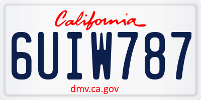 CA license plate 6UIW787