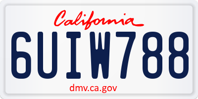 CA license plate 6UIW788