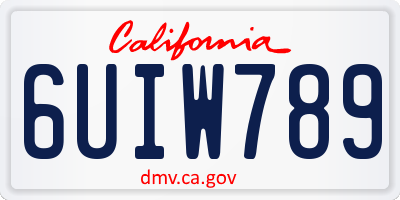 CA license plate 6UIW789