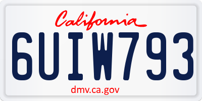 CA license plate 6UIW793