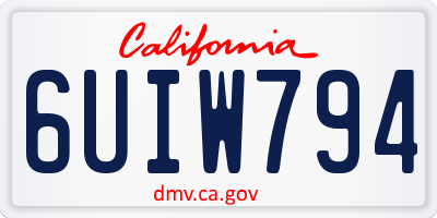 CA license plate 6UIW794