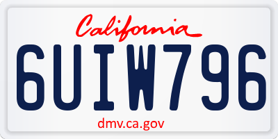 CA license plate 6UIW796