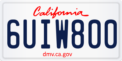 CA license plate 6UIW800