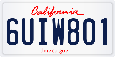 CA license plate 6UIW801