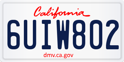 CA license plate 6UIW802