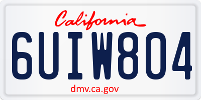 CA license plate 6UIW804