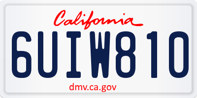 CA license plate 6UIW810