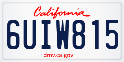 CA license plate 6UIW815