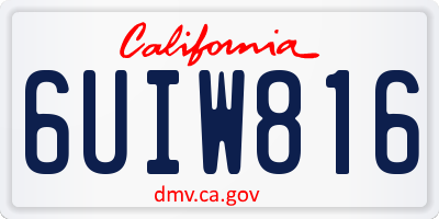 CA license plate 6UIW816