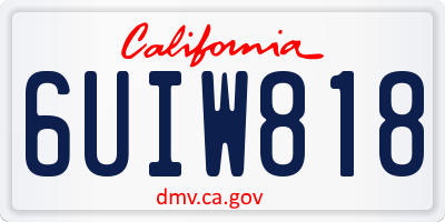 CA license plate 6UIW818