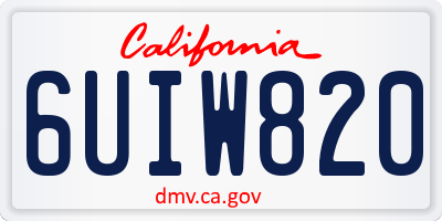 CA license plate 6UIW820