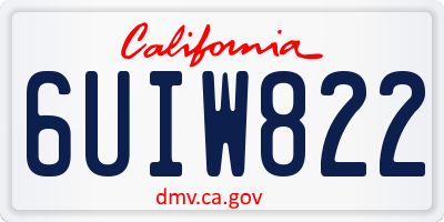 CA license plate 6UIW822
