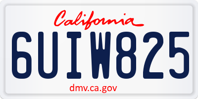 CA license plate 6UIW825