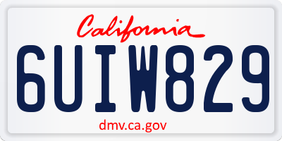 CA license plate 6UIW829