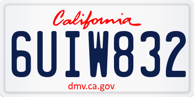 CA license plate 6UIW832
