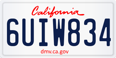 CA license plate 6UIW834