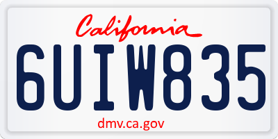 CA license plate 6UIW835