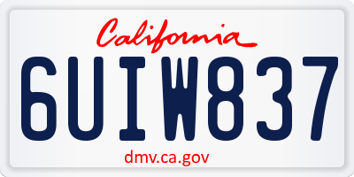 CA license plate 6UIW837