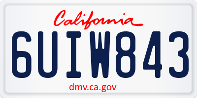CA license plate 6UIW843