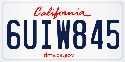 CA license plate 6UIW845