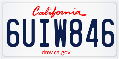 CA license plate 6UIW846