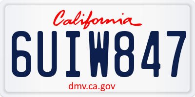 CA license plate 6UIW847