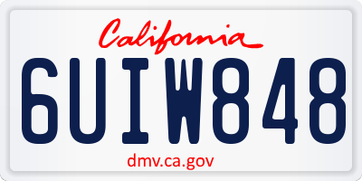 CA license plate 6UIW848