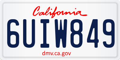 CA license plate 6UIW849