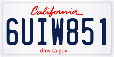 CA license plate 6UIW851