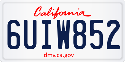 CA license plate 6UIW852