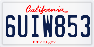 CA license plate 6UIW853