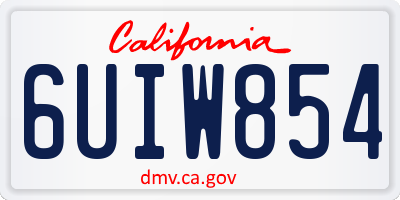 CA license plate 6UIW854
