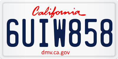 CA license plate 6UIW858