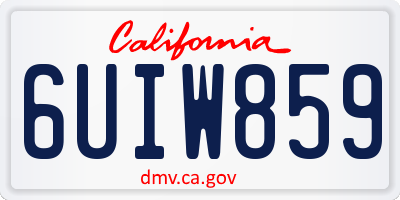 CA license plate 6UIW859