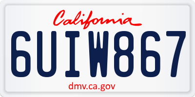 CA license plate 6UIW867