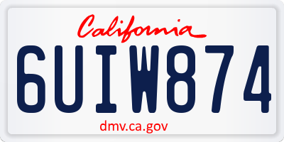 CA license plate 6UIW874