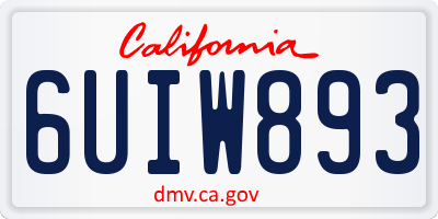 CA license plate 6UIW893