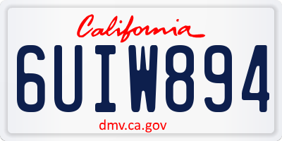 CA license plate 6UIW894