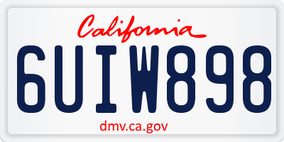 CA license plate 6UIW898
