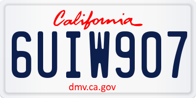 CA license plate 6UIW907