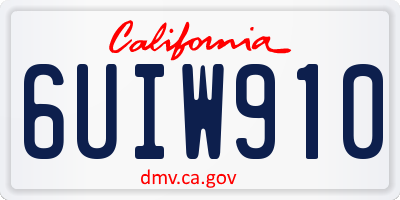 CA license plate 6UIW910