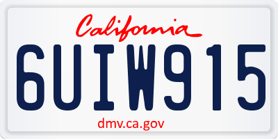 CA license plate 6UIW915