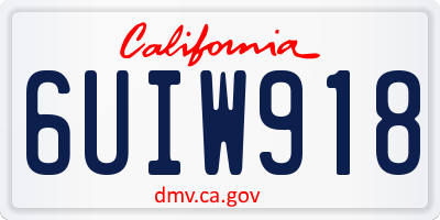 CA license plate 6UIW918