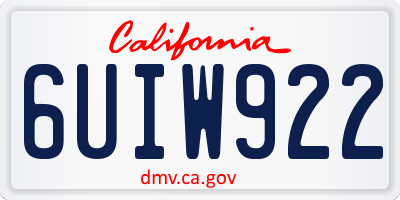 CA license plate 6UIW922