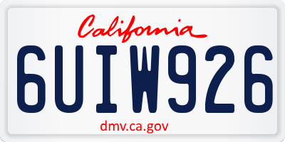 CA license plate 6UIW926
