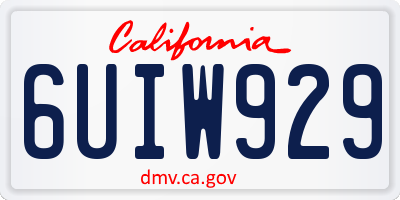 CA license plate 6UIW929