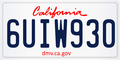 CA license plate 6UIW930