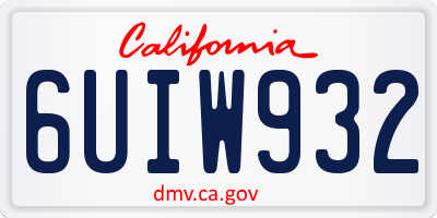 CA license plate 6UIW932