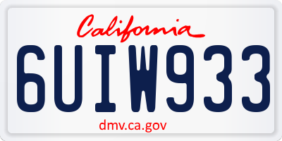 CA license plate 6UIW933